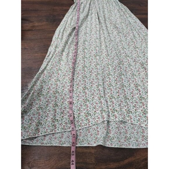 Made In Italy Short Sleeve Floral Print V Neck Maxi Dress White Pink Women's L - Picture 13 of 13